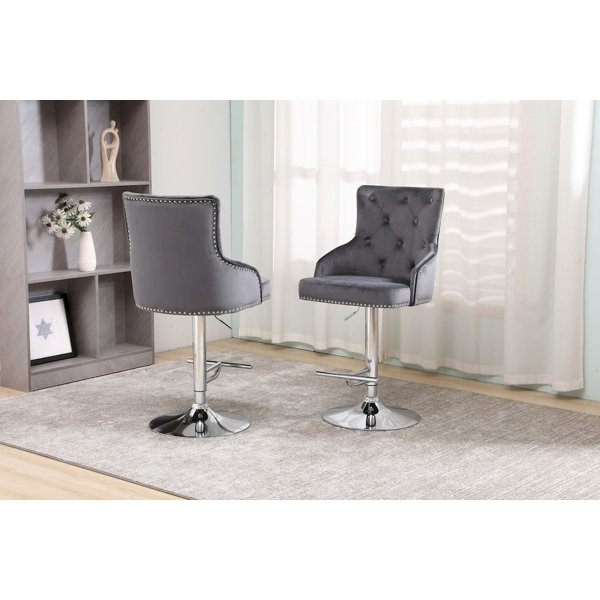 Rosdorf Park Black Velvet Bar Stool Wayfair